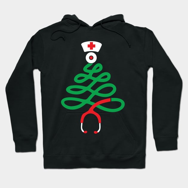 Medical Stethoscope Christmas Tree Hoodie by Space Club